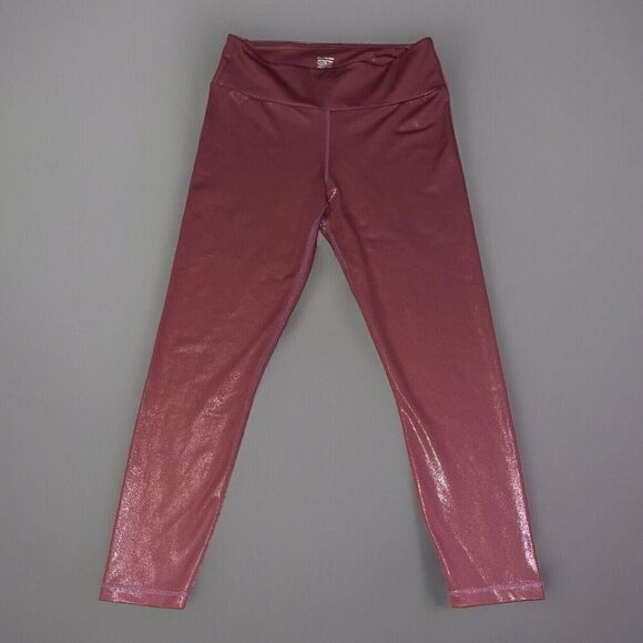 GRRRL Leggings (Small/Medium) (4-6) Metallic Purple/Pink Iridescent Print Gym - Picture 2 of 8